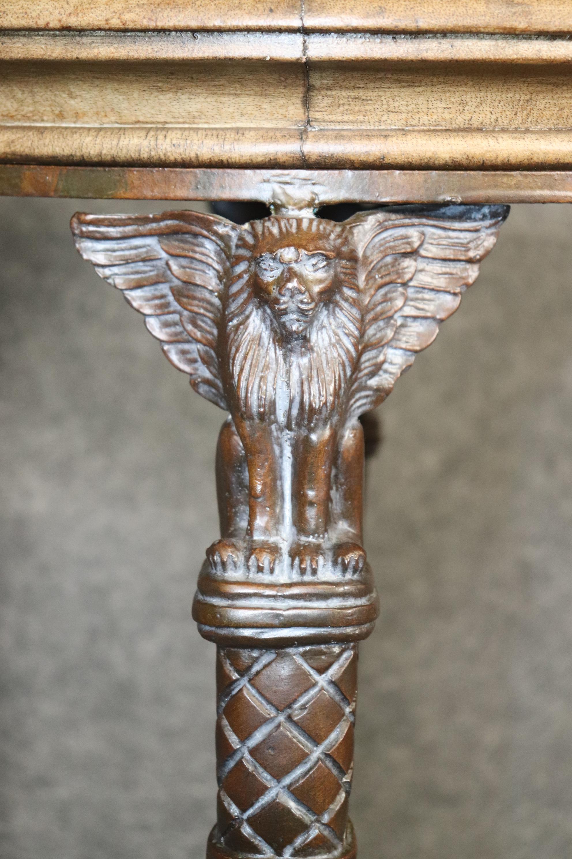 Bronzed Winged Griffin Side Table by Maitland Smith
