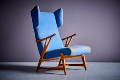 Winged Highback Italian Lounge Chair in the manner of Carlo Molino, 1950s