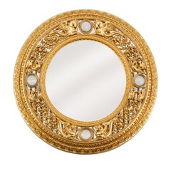 Miroir à feuilles d'or et chevaux ailés