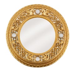 Miroir à feuilles d'or et chevaux ailés