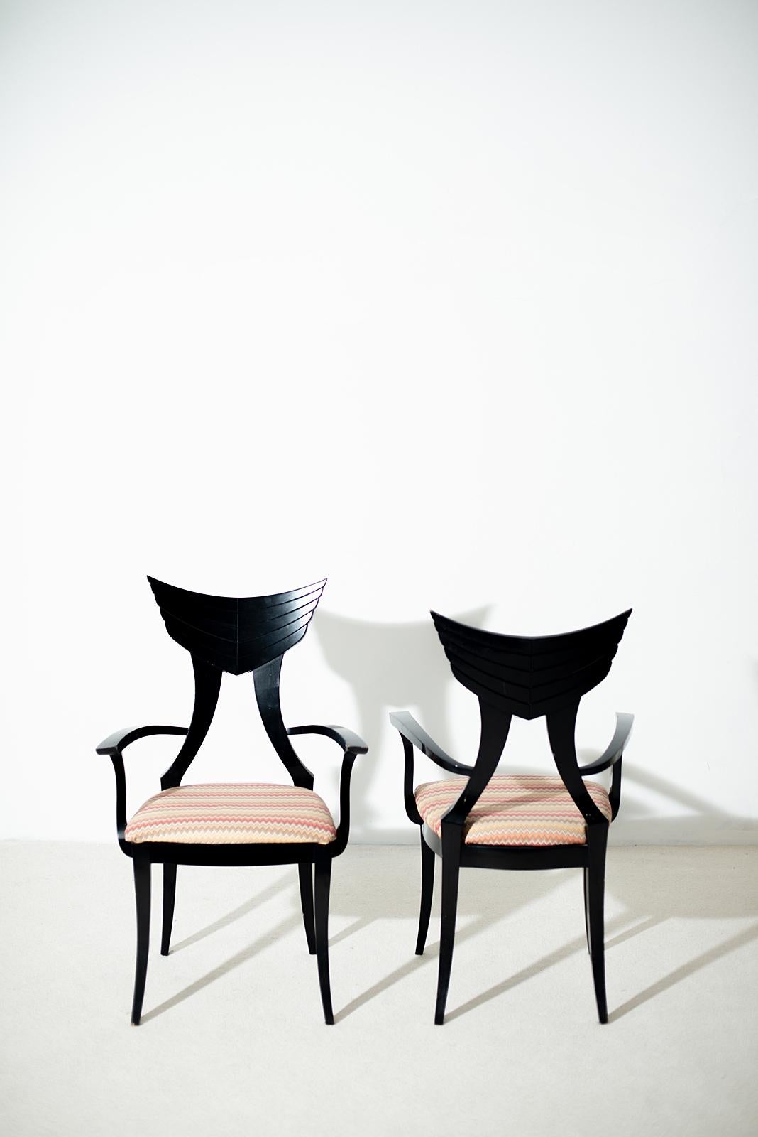 Wood Winged Italian Armchair by Pietro Constantini 1980s For Sale