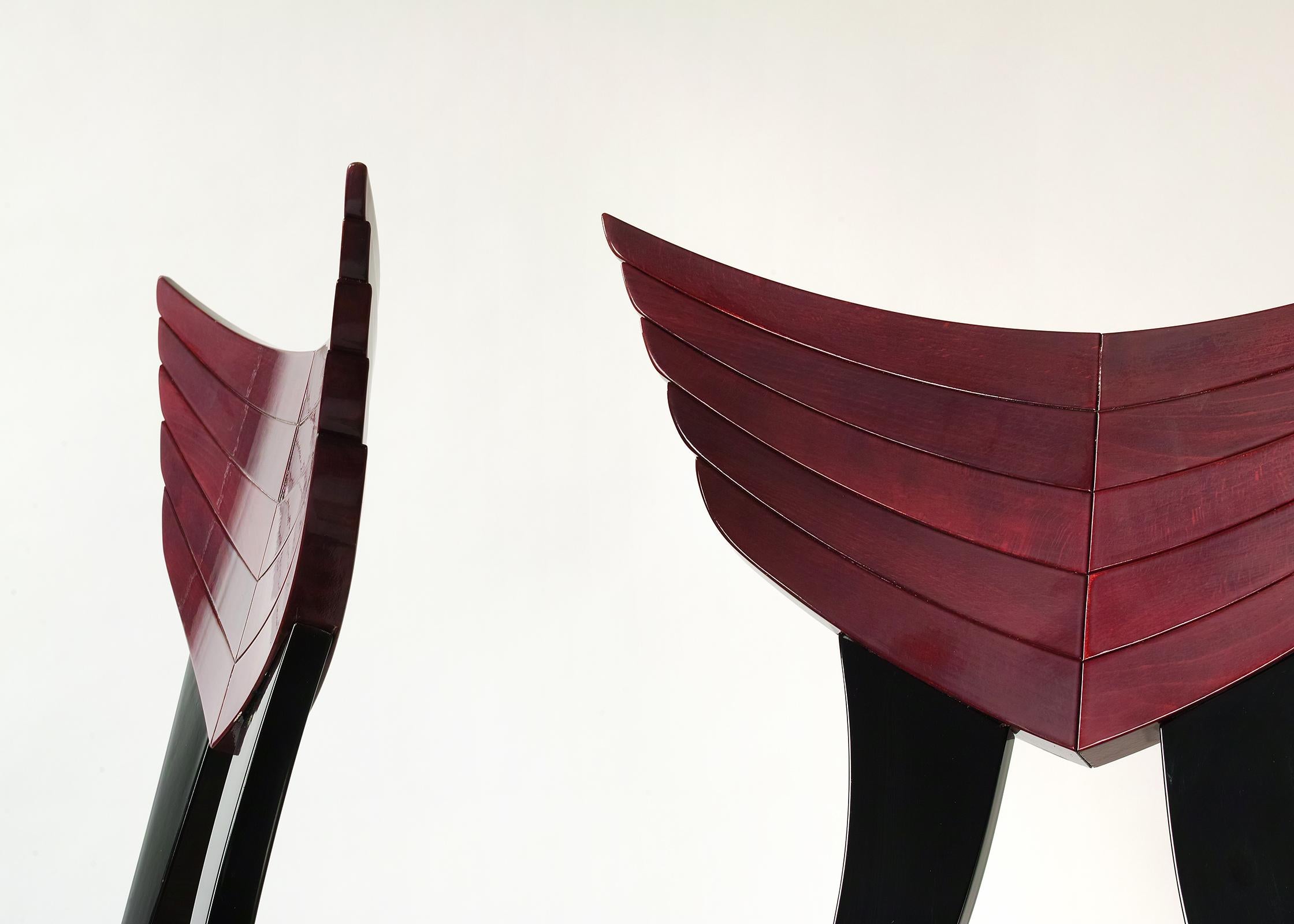 Winged Italian Lacquer Side Chairs by Pietro Constantini 5