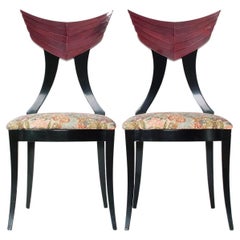Winged Italian Lacquer Side Chairs by Pietro Constantini