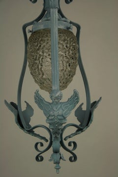 Italian Winged Mermaid Pale Blue Light Pendant