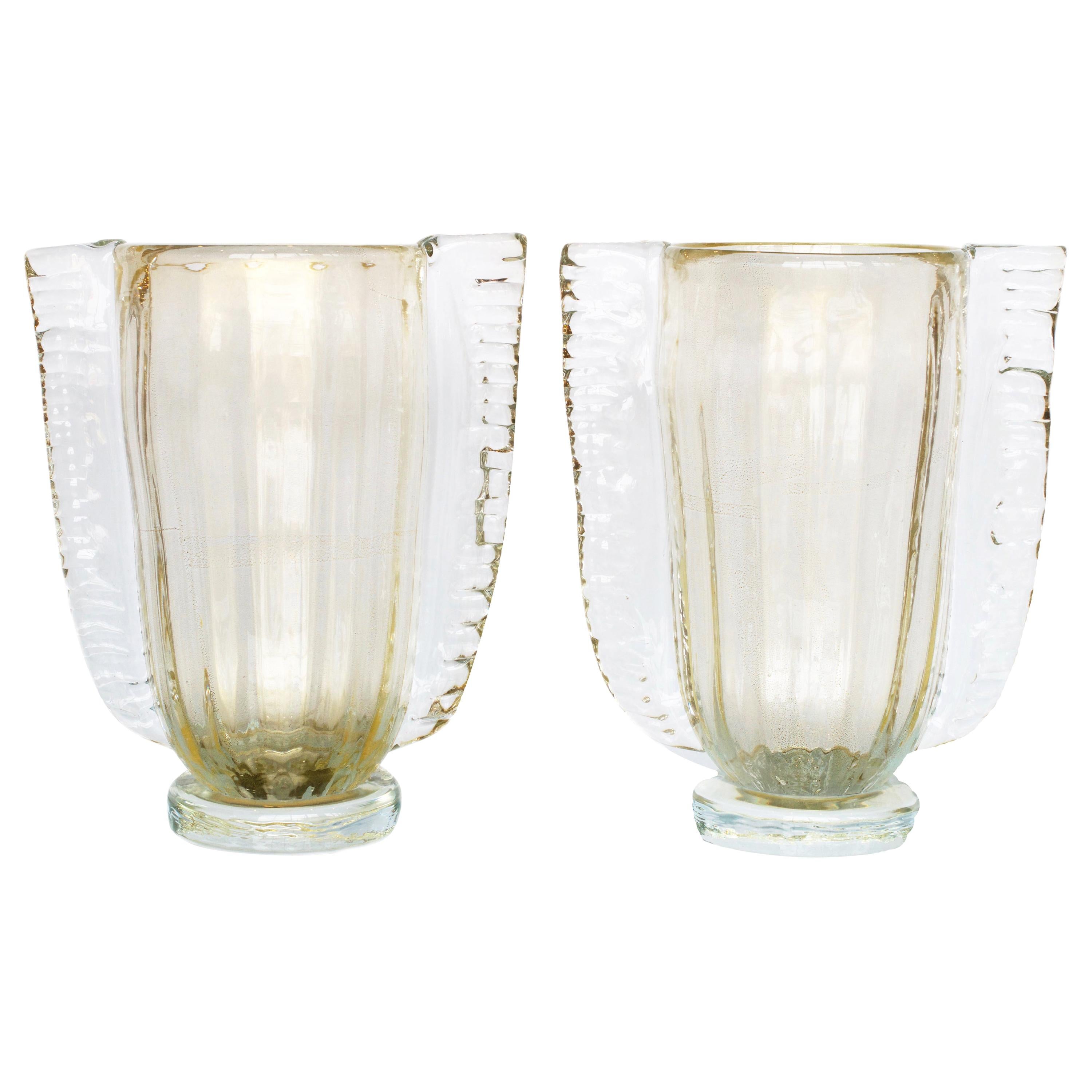 Winged Murano Vases by Sergio Costantini, Pair