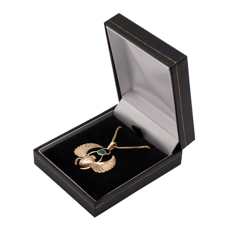 Egyptian Scarab Beetle Pendant Necklace 14K Gold, 0.50 Carat Natural ...