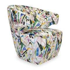 Custom Wingback Swivel Accent Chair with Curved Back