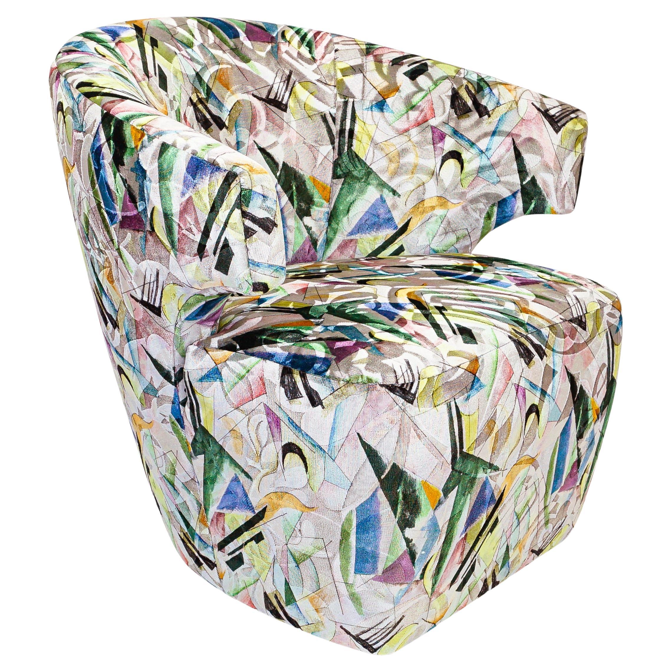 Winged Swivel Chair mit Bauhaus-Samt