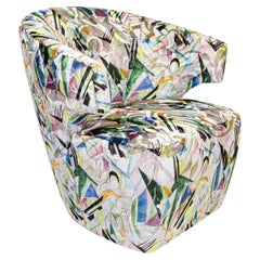 Winged Swivel Chair with Bauhaus Velvet