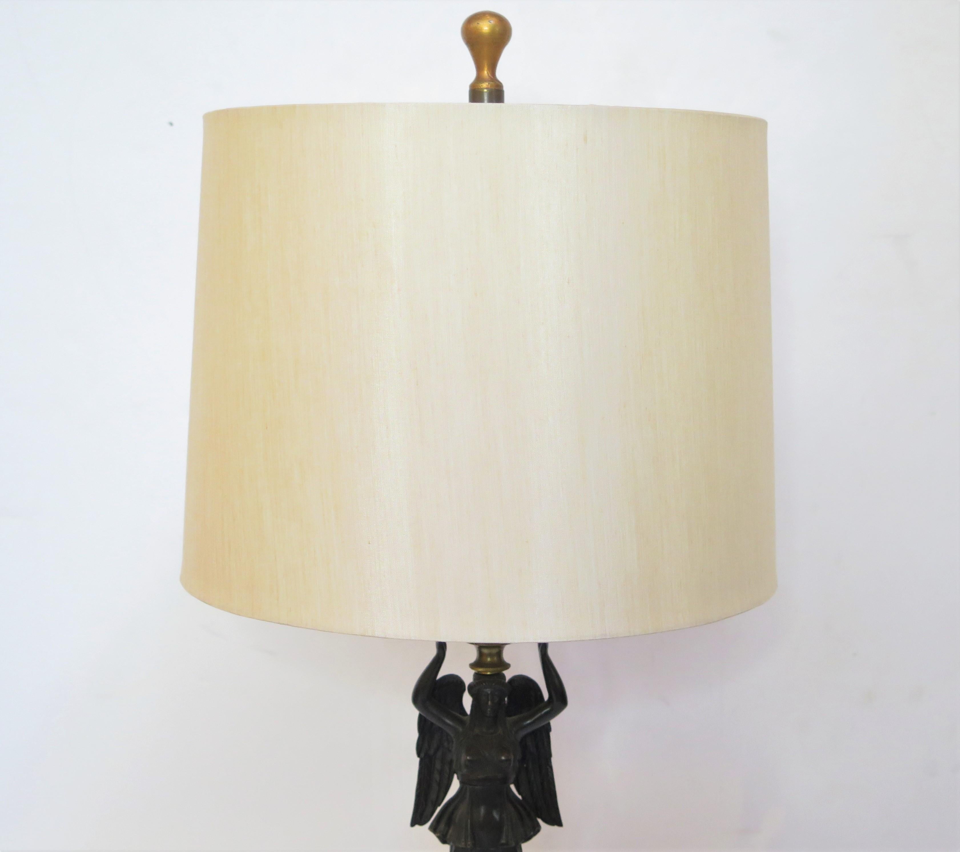 Winged Victory Empire Figural Lamp In Good Condition For Sale In Dallas, TX