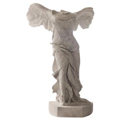 Winged Victory of Samothrace Style Sculpture – Large Decorative Statue in Beige