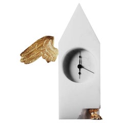 Winged White Table Clock 1 by David Palterer