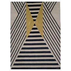 Rug Wings Wool Carpet Hand Knotted limited  yellow black White Modern Geometric 