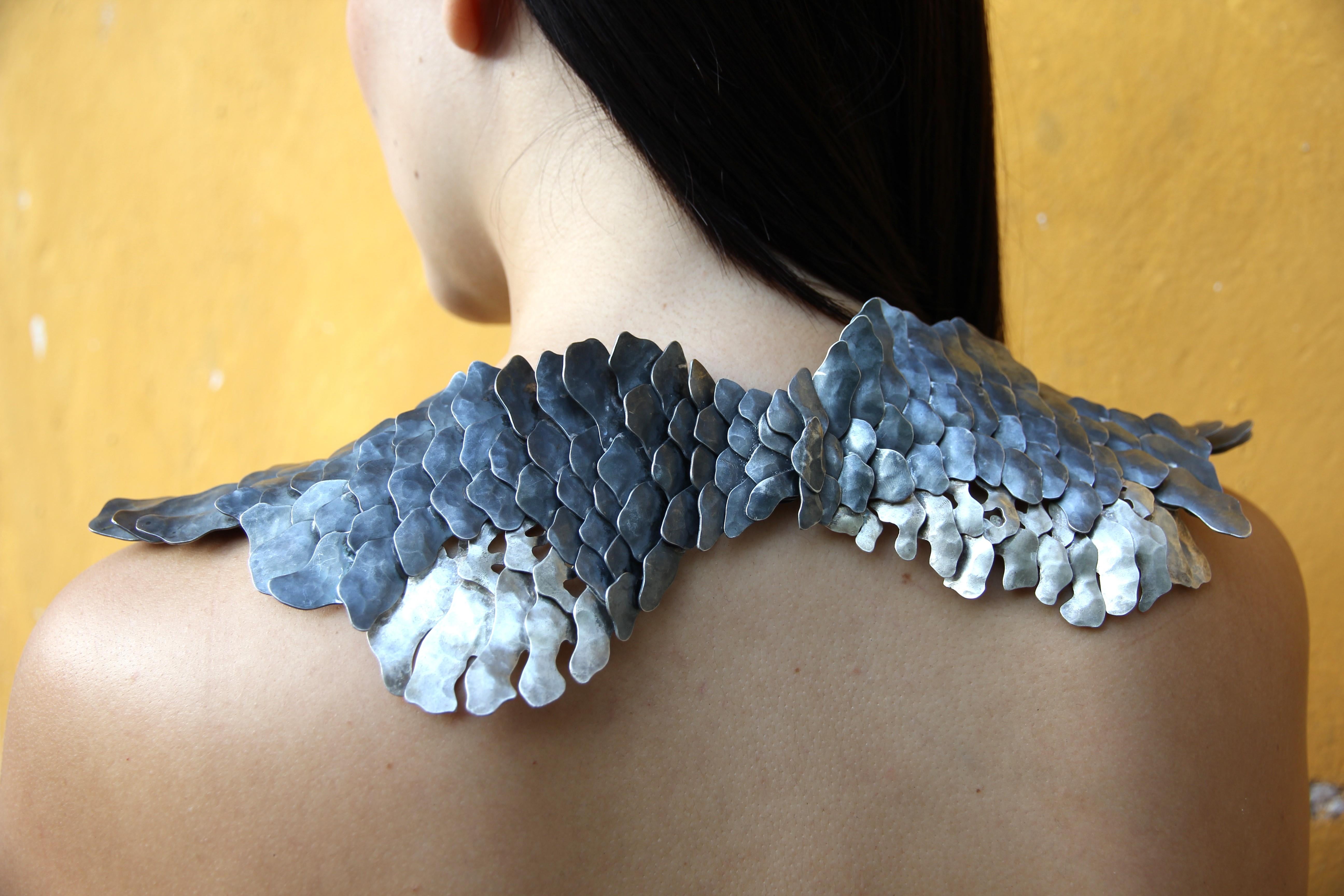 Handmade Statement Necklace in Silver .950 by Eduardo Herrera For Sale 1