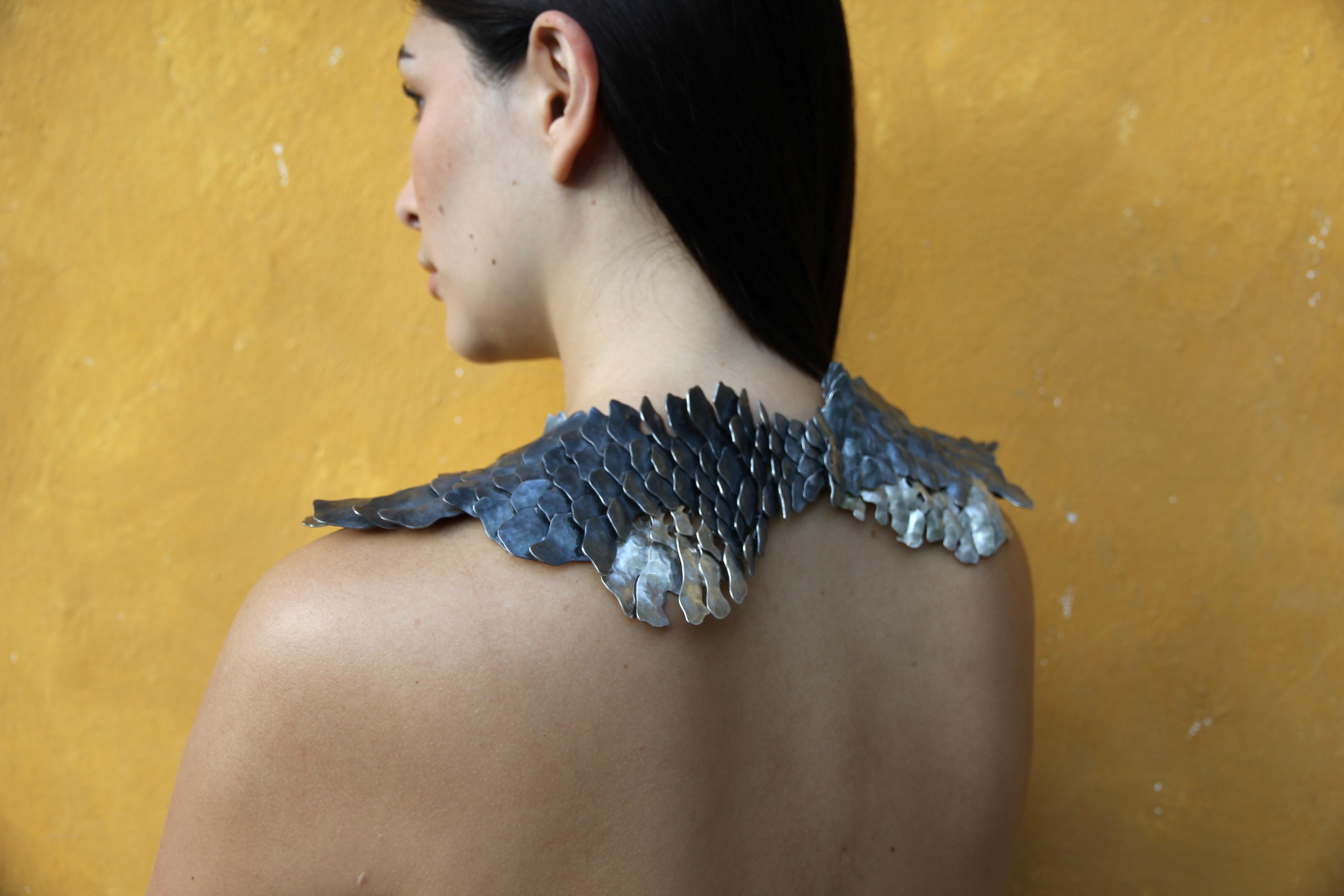 Handmade Statement Necklace in Silver .950 by Eduardo Herrera For Sale 2