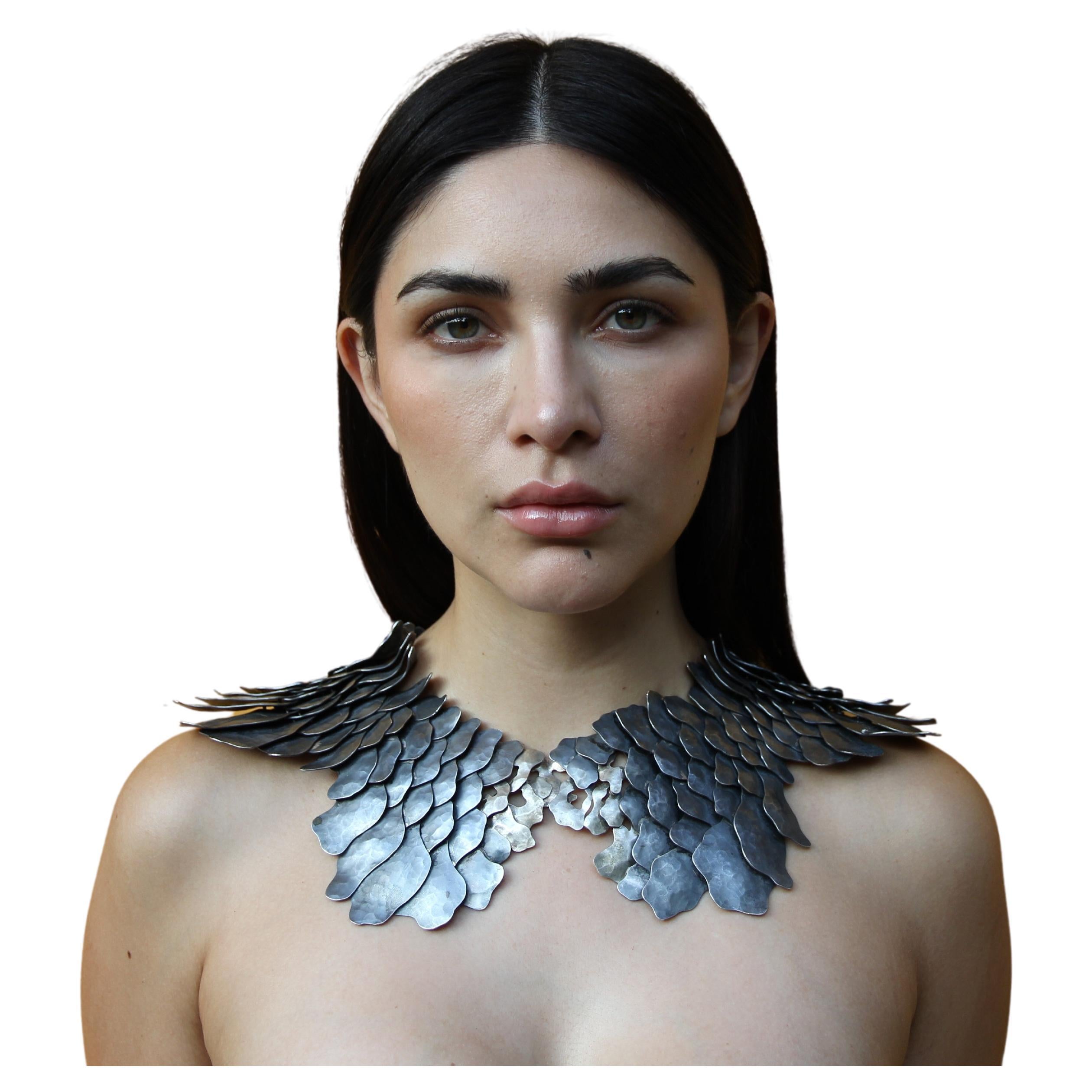 Handmade Statement Necklace in Silver .950 by Eduardo Herrera For Sale