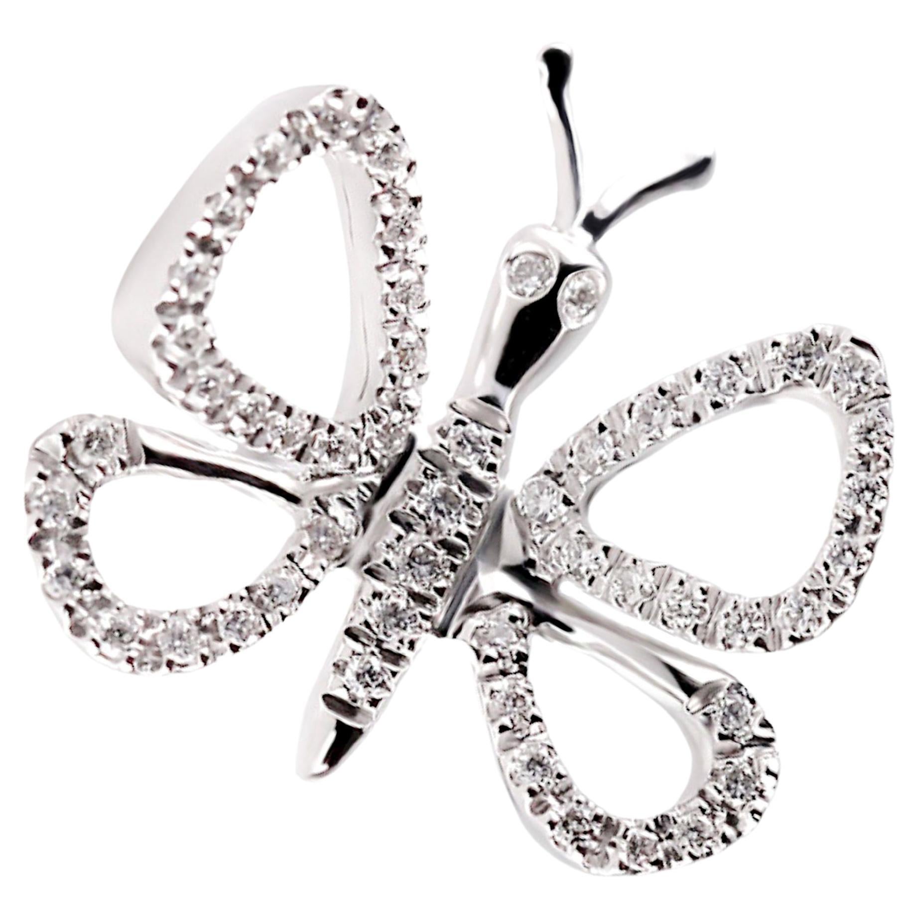 Wings of Purity: Fresh 18kt White Gold Diamond Butterfly Ring For Sale