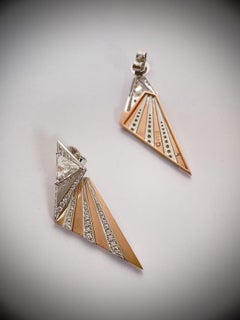 Wings of the White Halo - Triangle Diamond Earrings