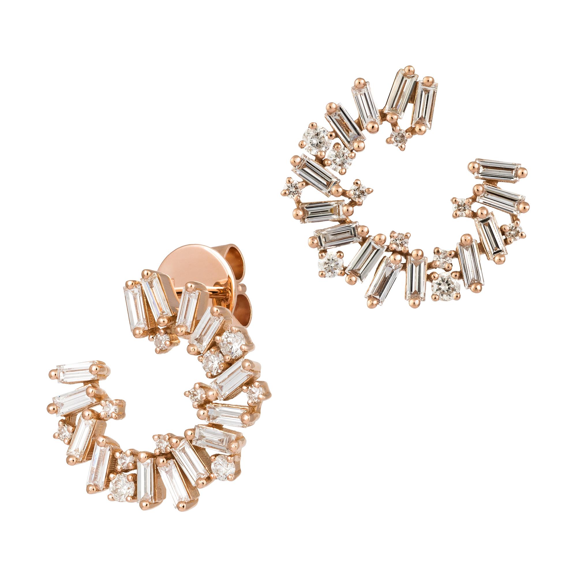 Moderno Orecchini Wings in oro rosa 18 carati con diamante per lei in vendita