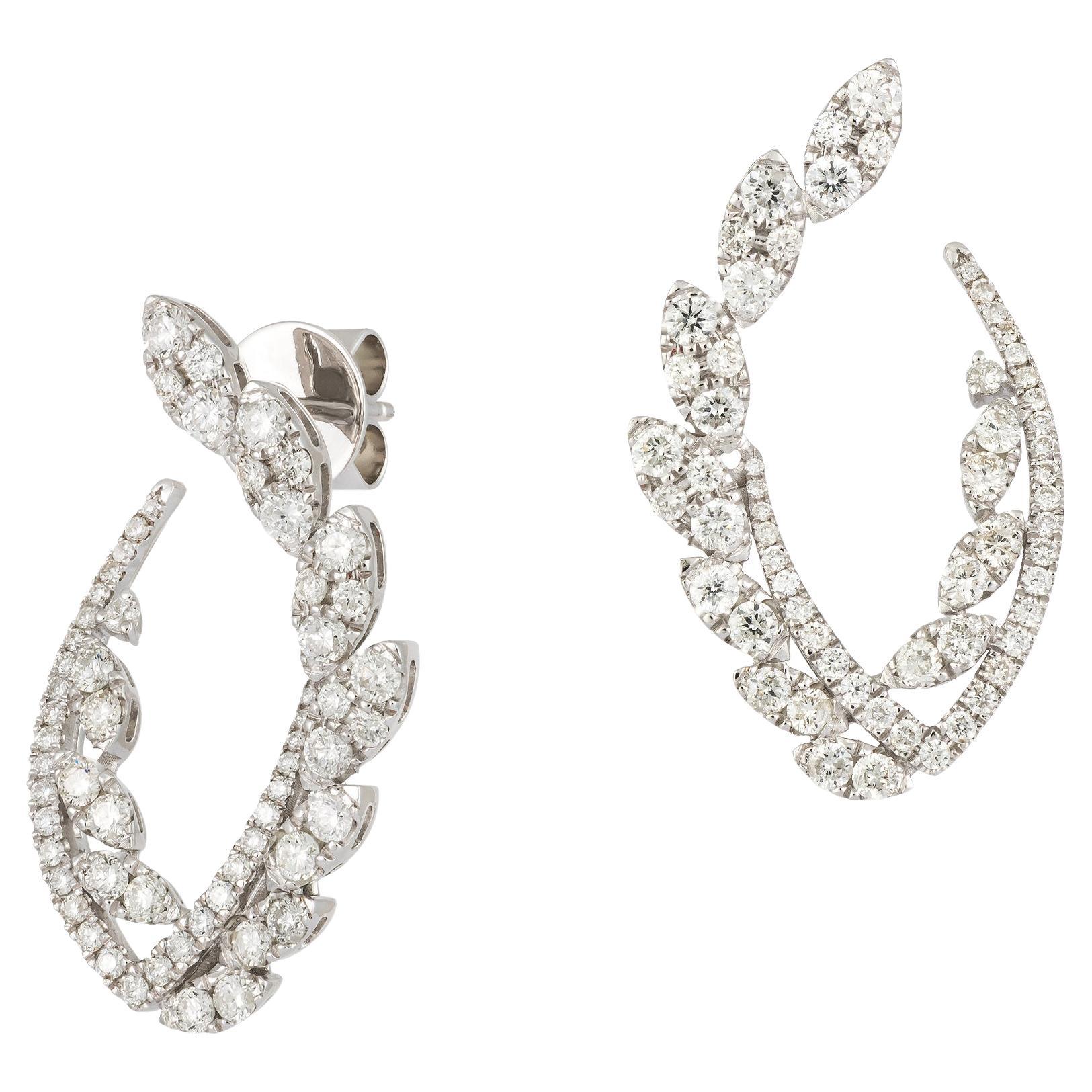 Boucles d'oreilles en or blanc 18K Ailes Diamant pour Elle