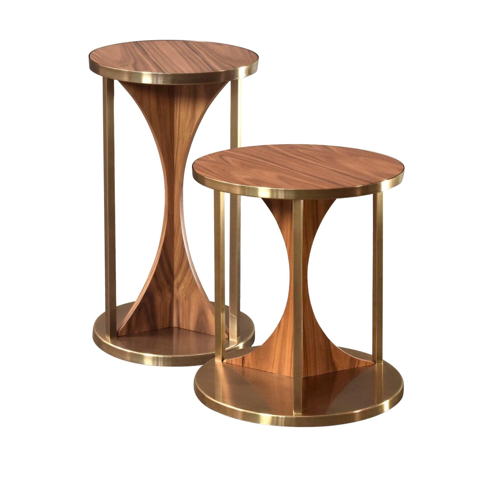 "Wings" Contemporary Wood and Metal Side Table - Immediate Delivery