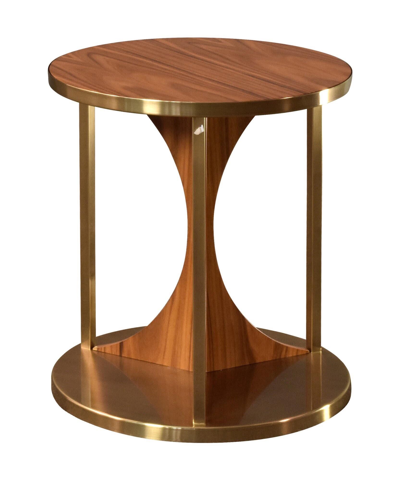 Wood and metal side table. 