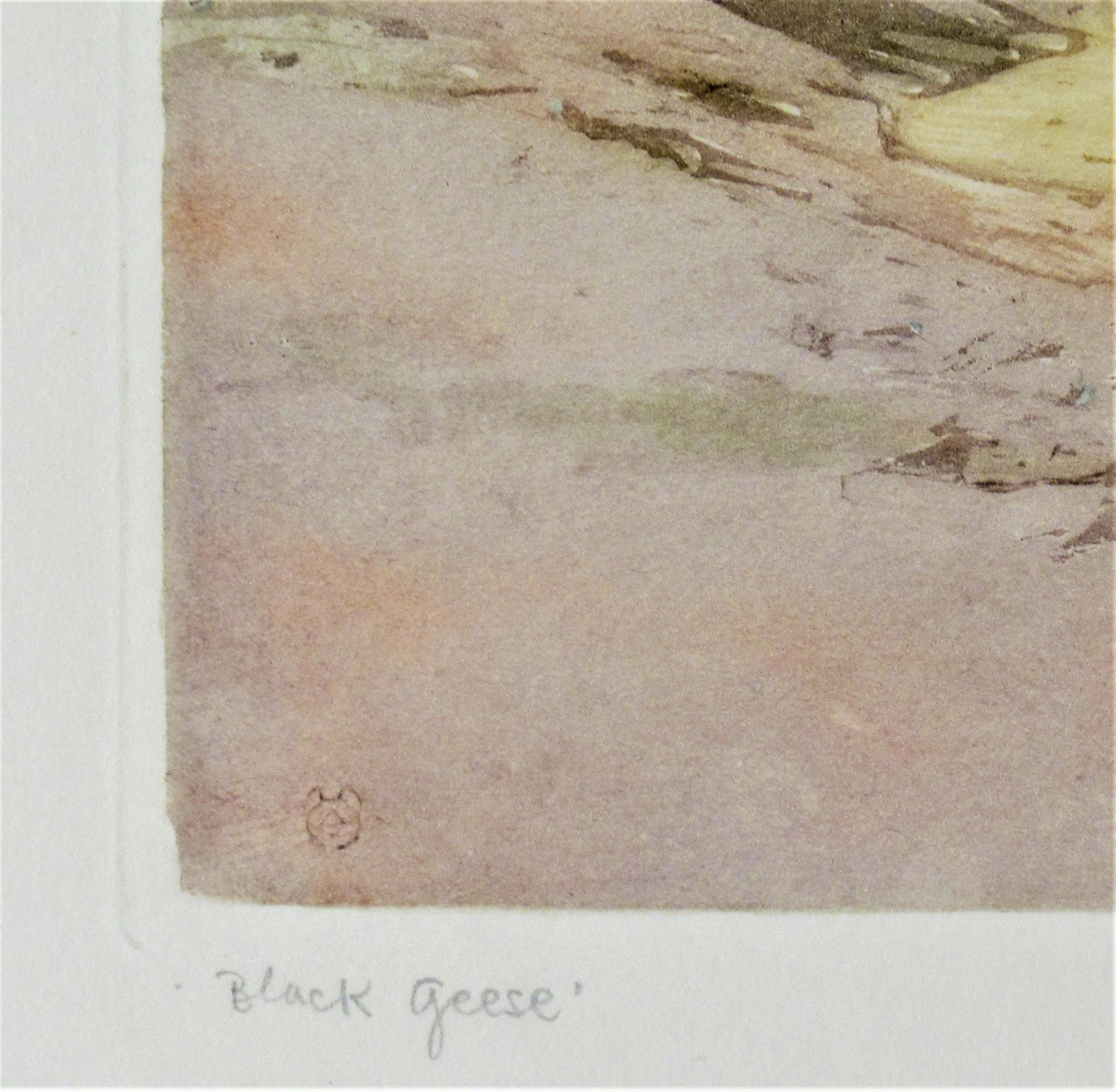Black Geese - Realist Print by Winifred Austen