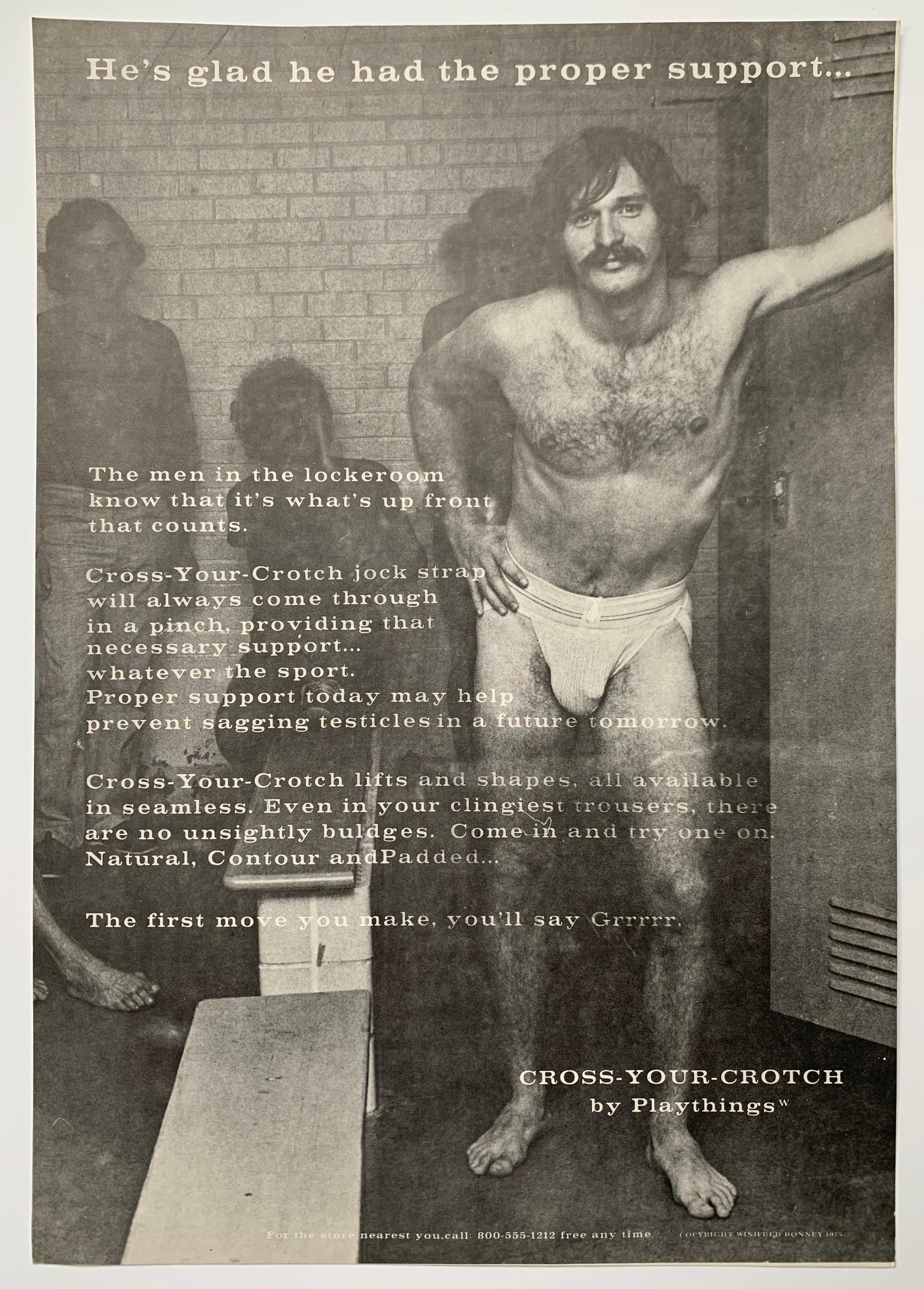 Winifred Bonney Figurative Print - Undergarment Model (1970s Gay Bathhouse Jockstrap Ad)
