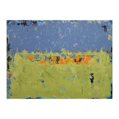 “A Walk in the Park” Contemporary Blue & Green Abstract Expressionist Painting