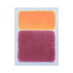 "Daybreak" Magenta and Orange Mark Rothko-Inspired Abstract Geometric Painting