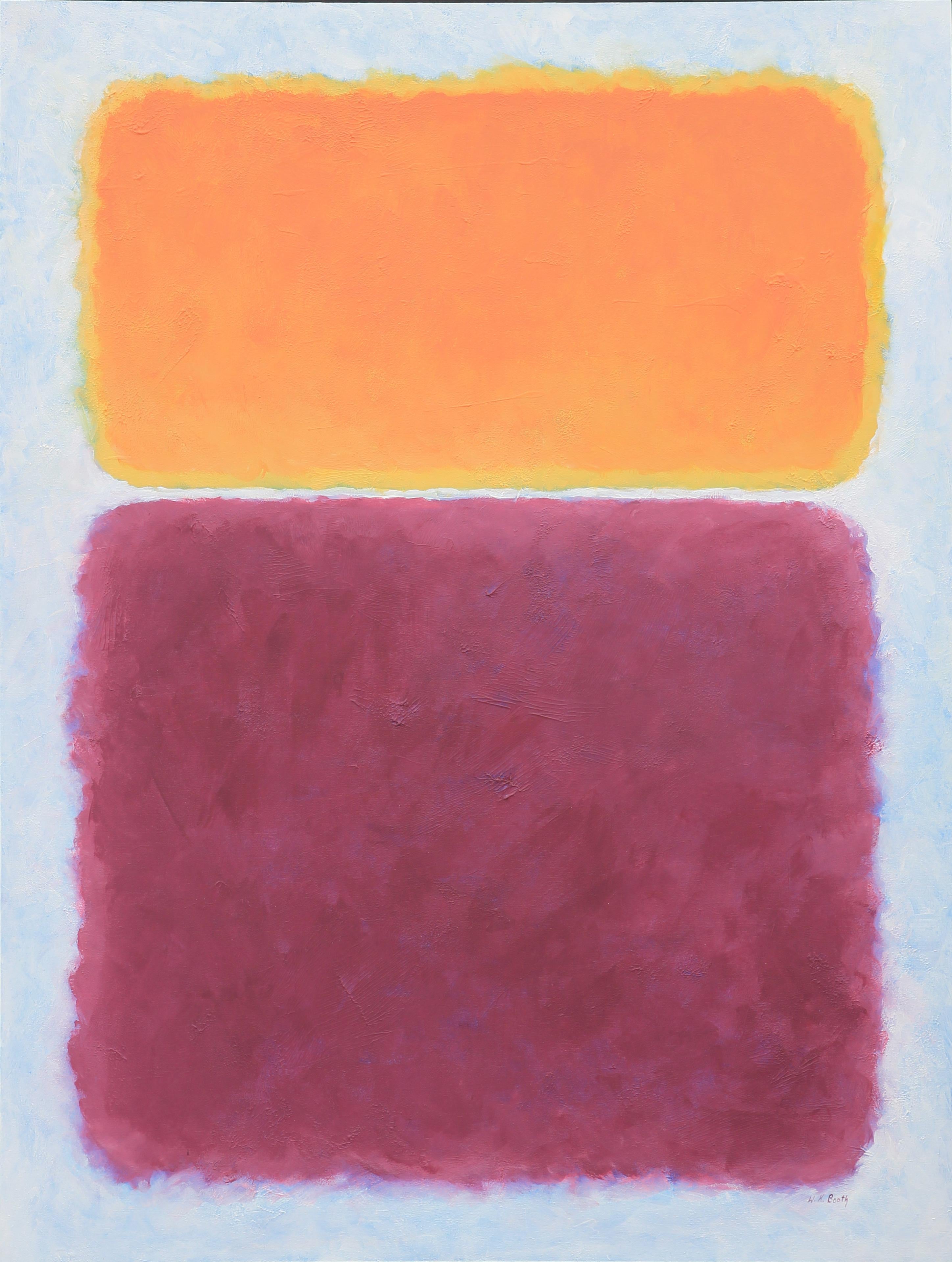 Winifred Booth Abstract Painting - "Daybreak" Magenta and Orange Mark Rothko-Inspired Abstract Geometric Painting
