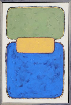 "Out of The Blue" Green, Yellow and Blue Toned Rothko-Inspired Abstract Painting