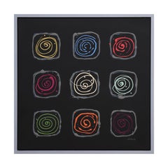 "Rotation" Colorful Abstract Contemporary Painting in a Grid