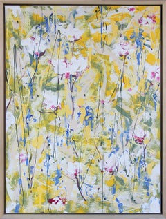 “Spring Meadow” Yellow & Blue Contemporary Abstract Expressionist Painting