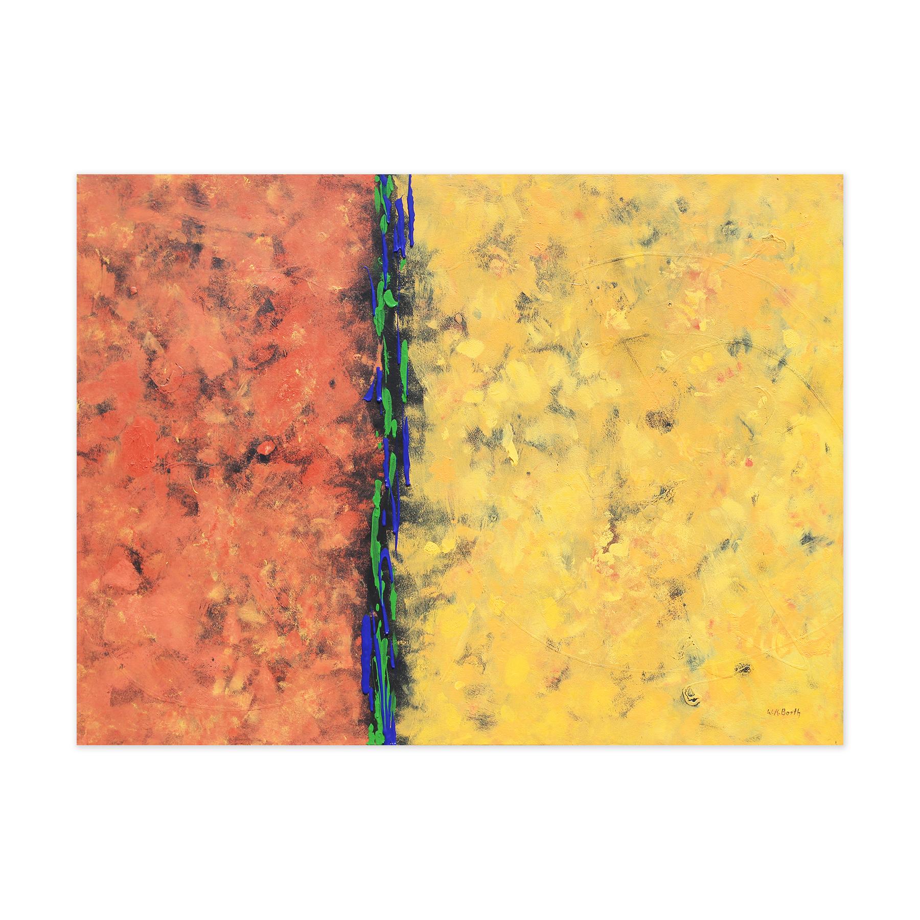 “Tectonic” Contemporary Red and Yellow Abstract Expressionist Painting - Orange Abstract Painting by Winifred Booth