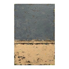“Washed Ashore” Contemporary Blue and Tan Abstract Expressionist Painting