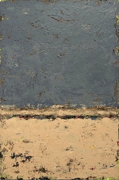 “Washed Ashore” Contemporary Blue and Tan Abstract Expressionist Painting