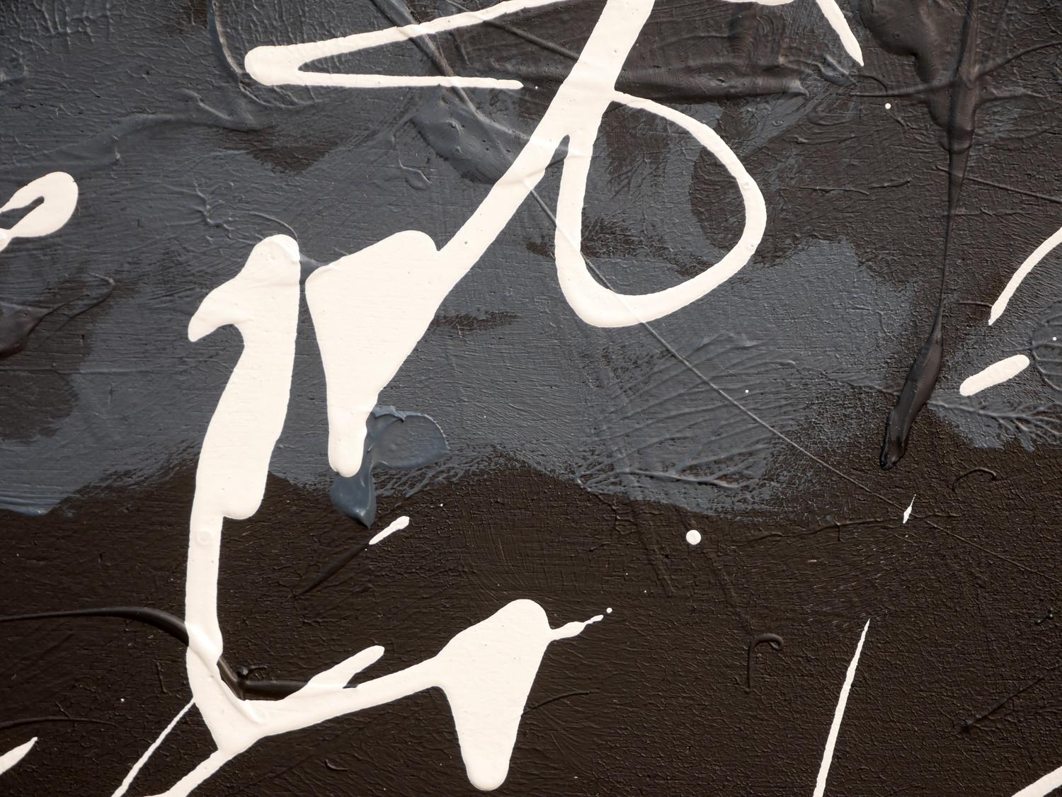 Peinture contemporaine abstraite blanche, grise et noire « Writing on the Wall » en vente 6