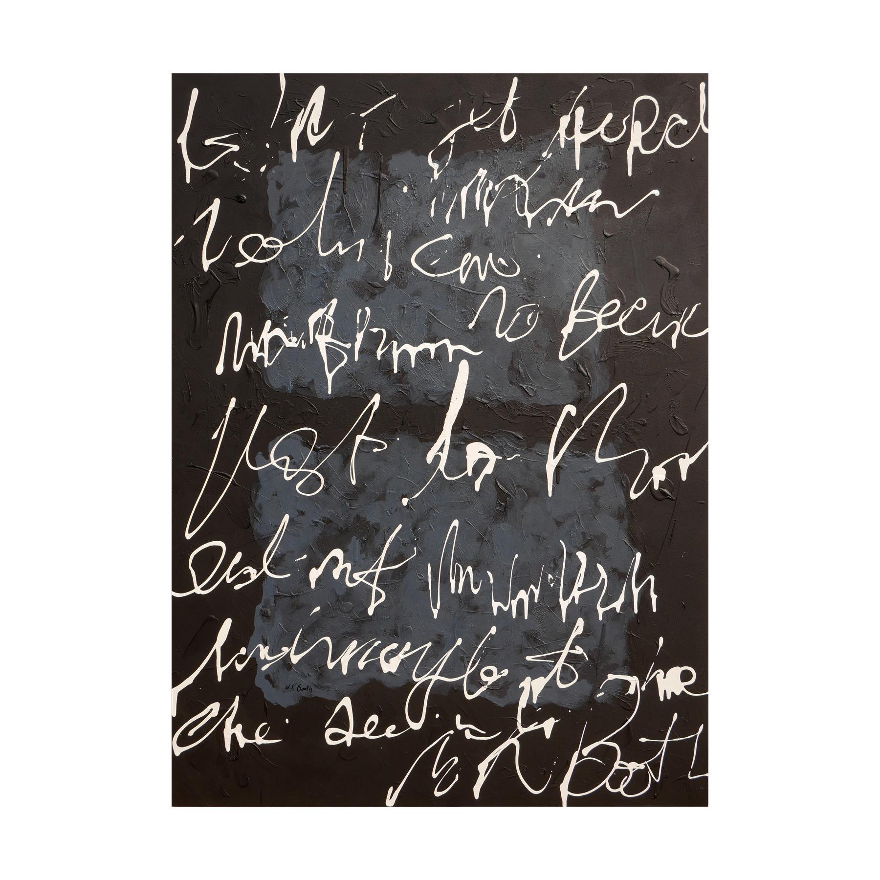 Peinture contemporaine abstraite blanche, grise et noire « Writing on the Wall » - Painting de Winifred Booth