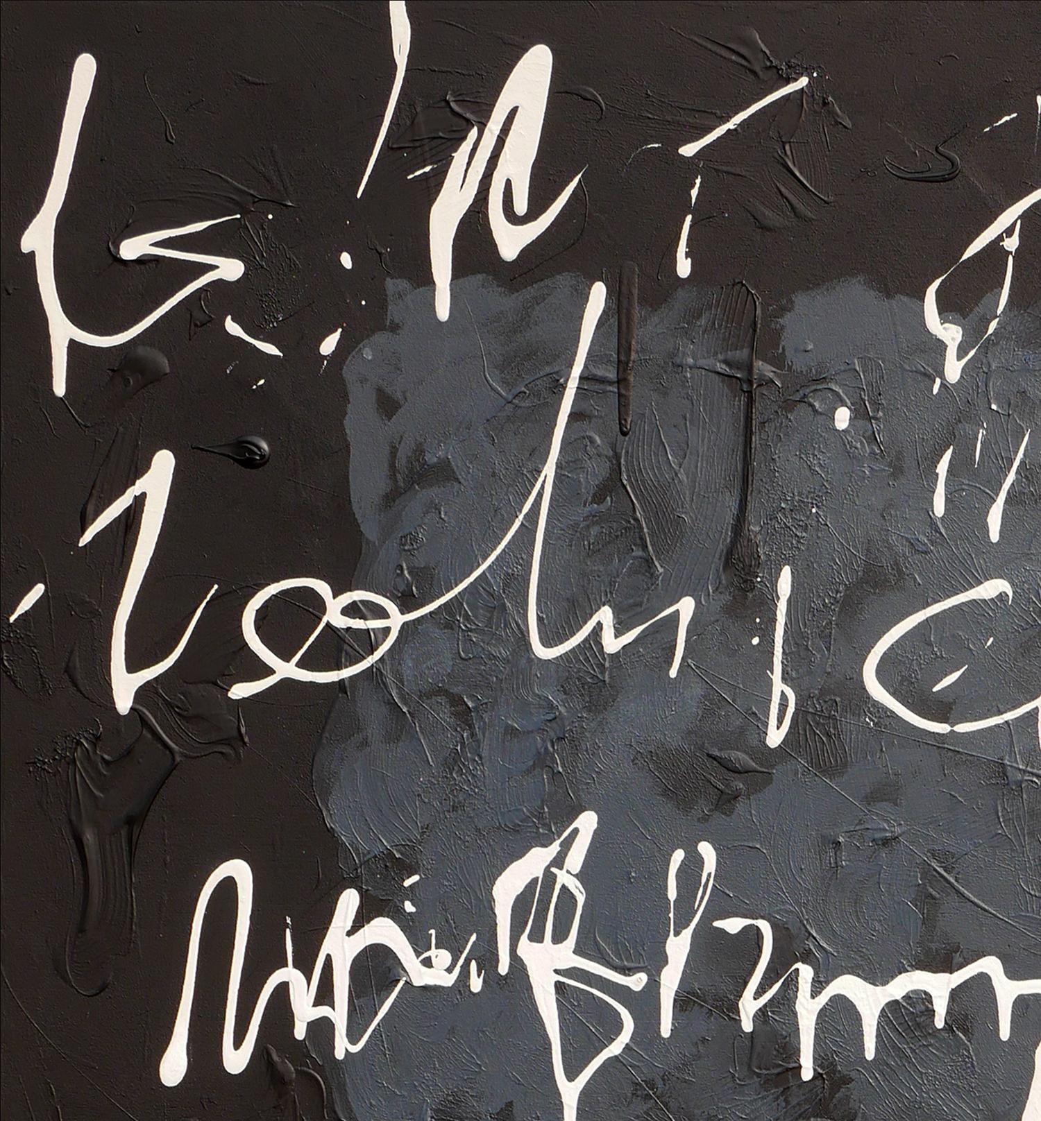 Peinture contemporaine abstraite blanche, grise et noire « Writing on the Wall » - Abstrait Painting par Winifred Booth