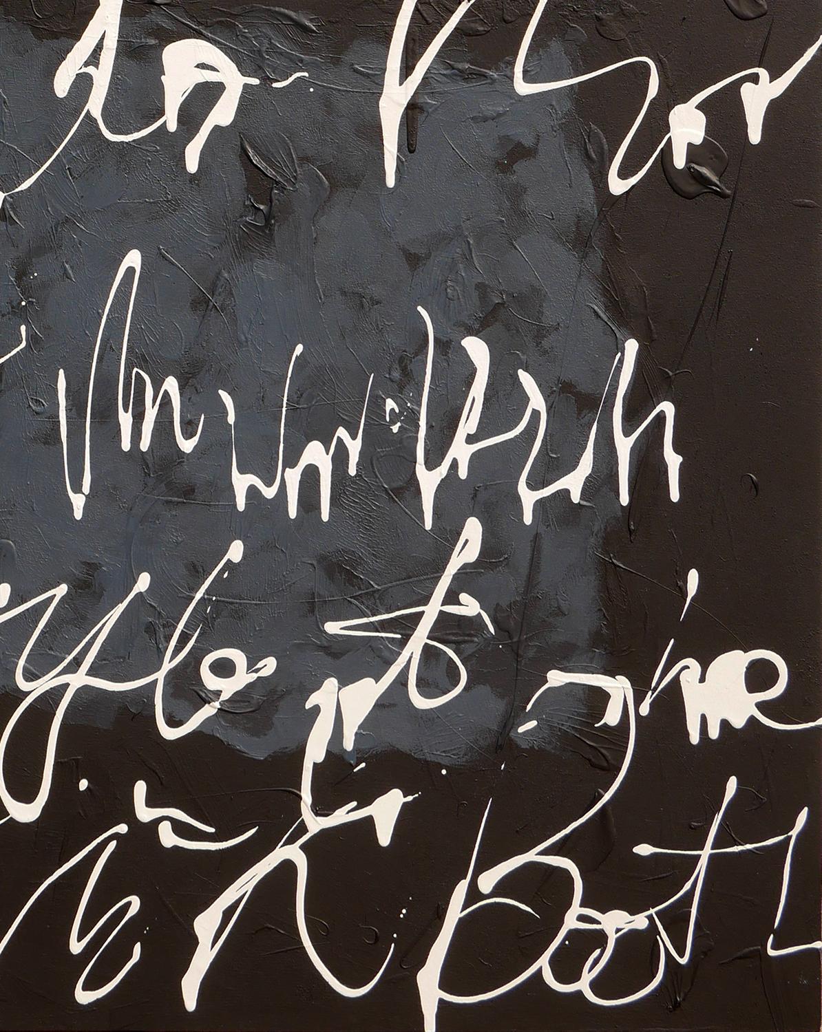Peinture contemporaine abstraite blanche, grise et noire « Writing on the Wall » en vente 1