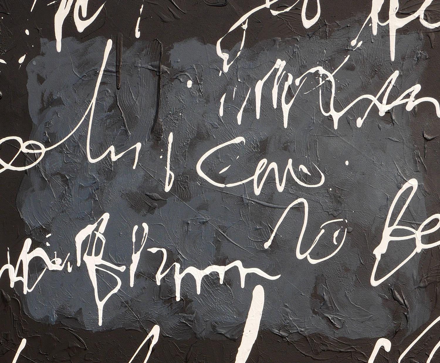 Peinture contemporaine abstraite blanche, grise et noire « Writing on the Wall » en vente 3