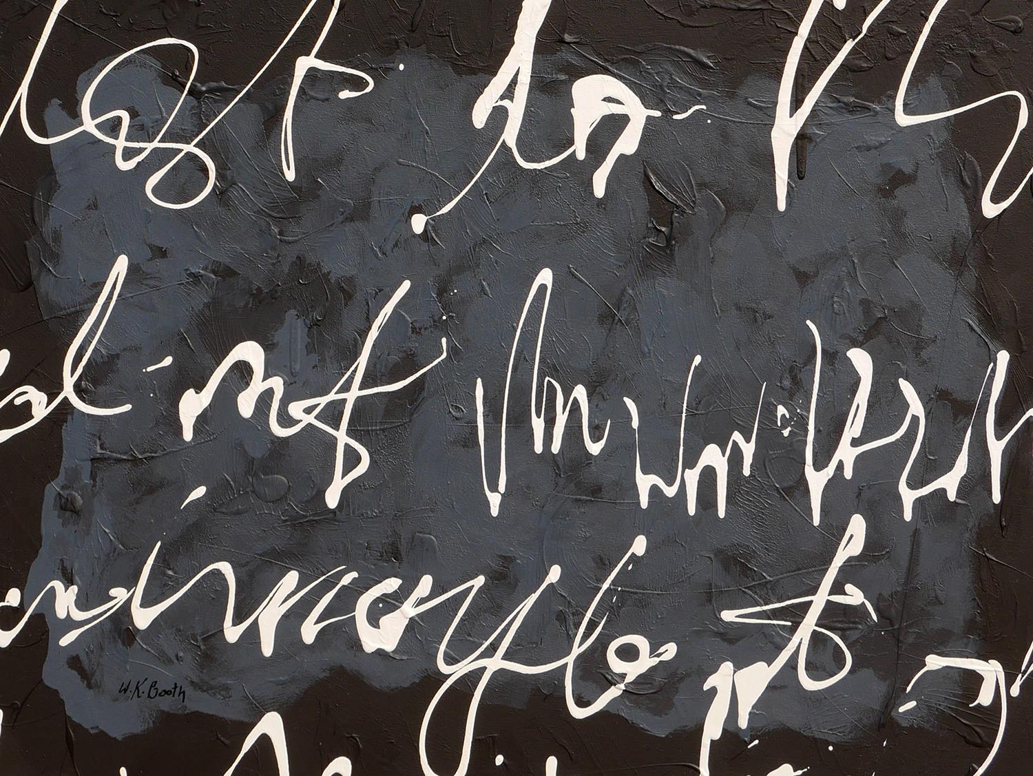 Peinture contemporaine abstraite blanche, grise et noire « Writing on the Wall » en vente 4