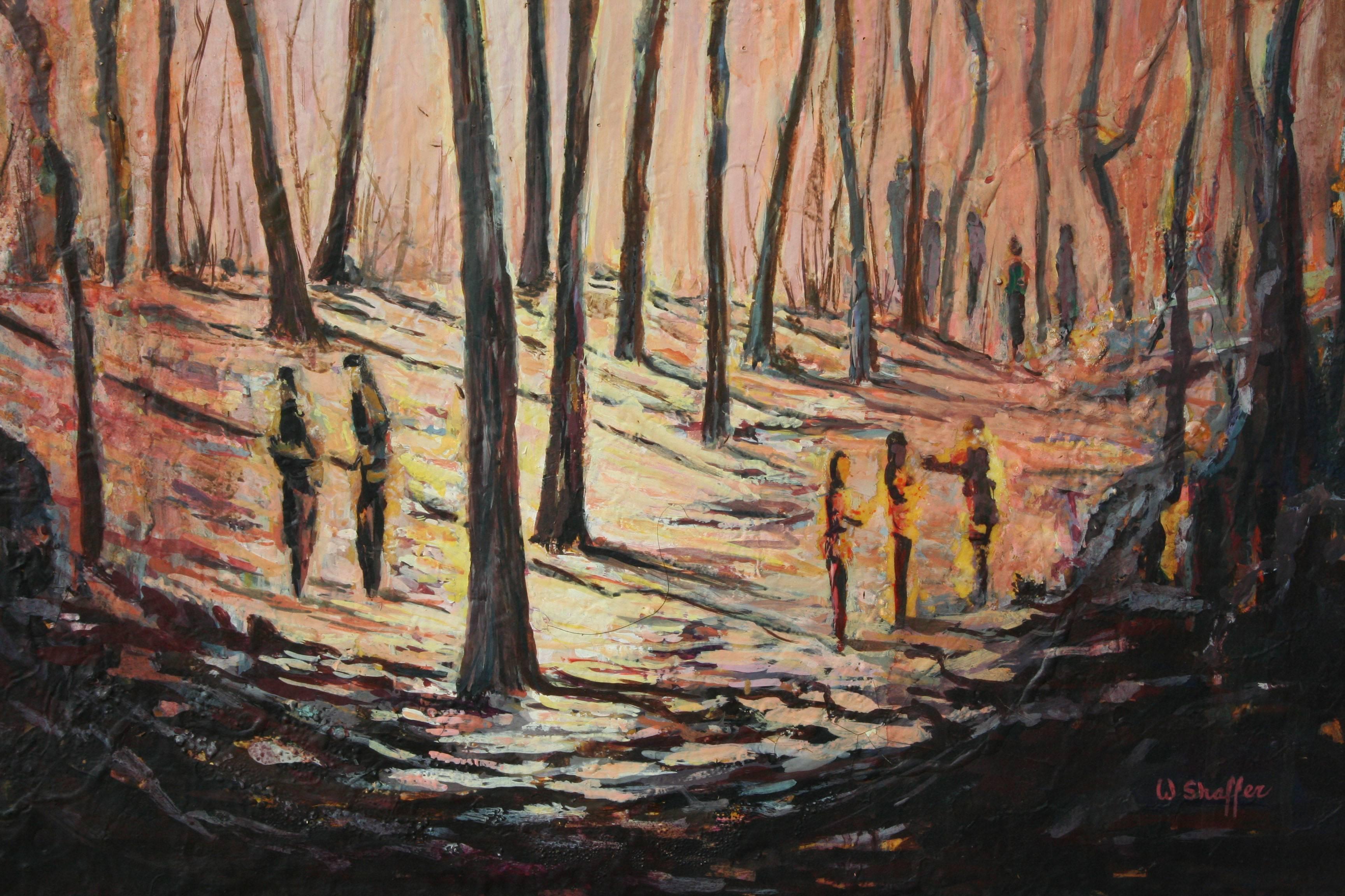 Paisaje figurativo de mediados de siglo -- La búsqueda - Painting de Winifred Lucy Shaffer