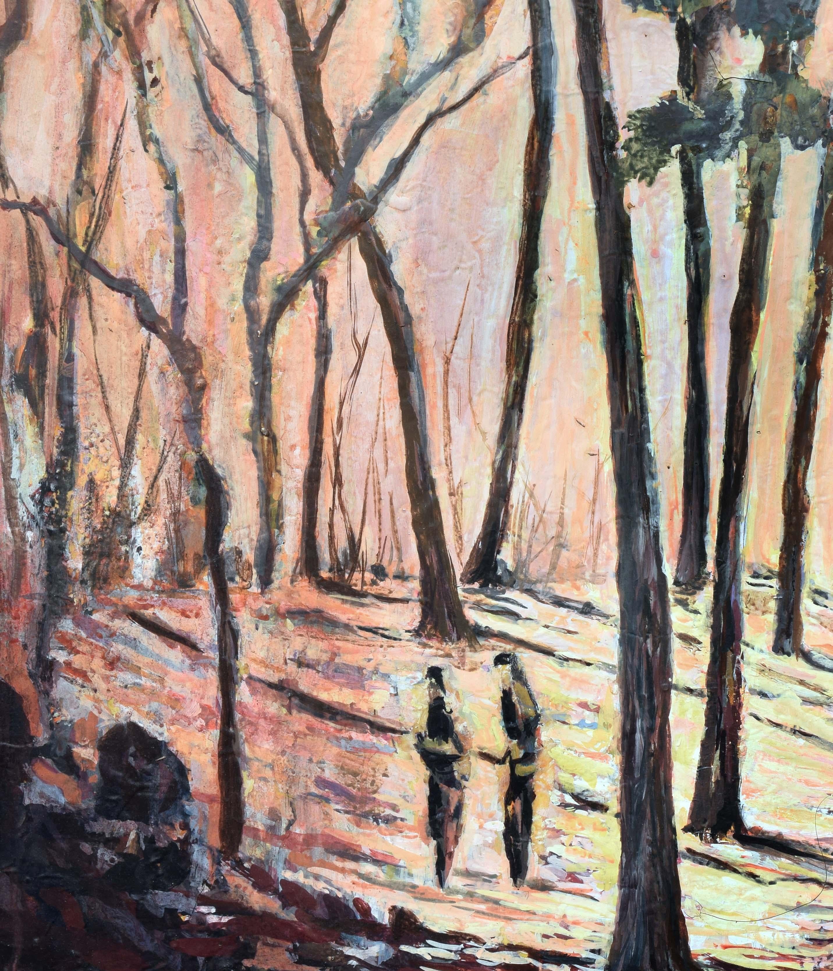 Paisaje figurativo de mediados de siglo -- La búsqueda - Painting Moderno de Winifred Lucy Shaffer