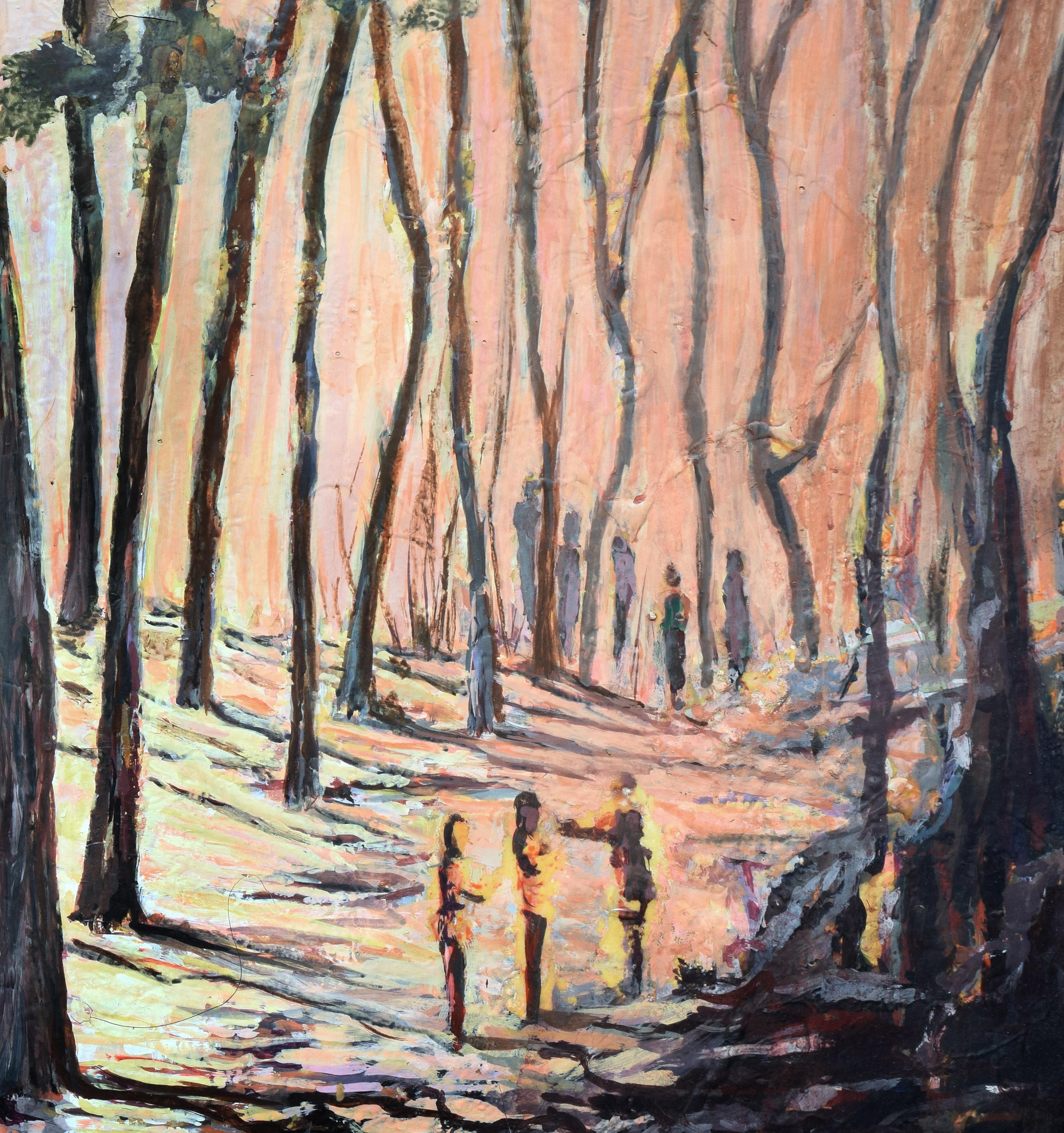 Paisaje figurativo de mediados de siglo -- La búsqueda - Figurative Painting Negro de Winifred Lucy Shaffer