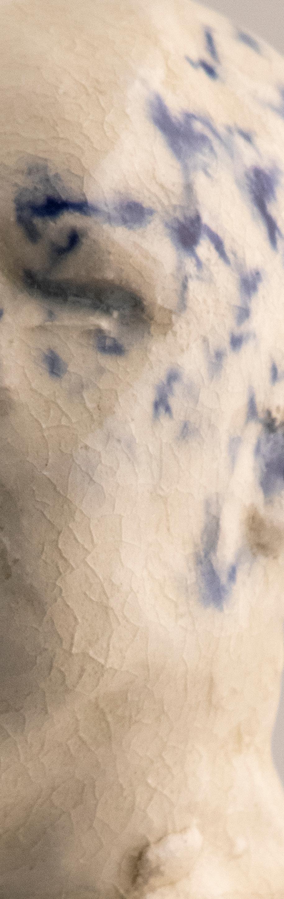Serie Preocupación, cabeza de gres: 'Duro - Figurative Sculpture Beige de Winifred McNeill