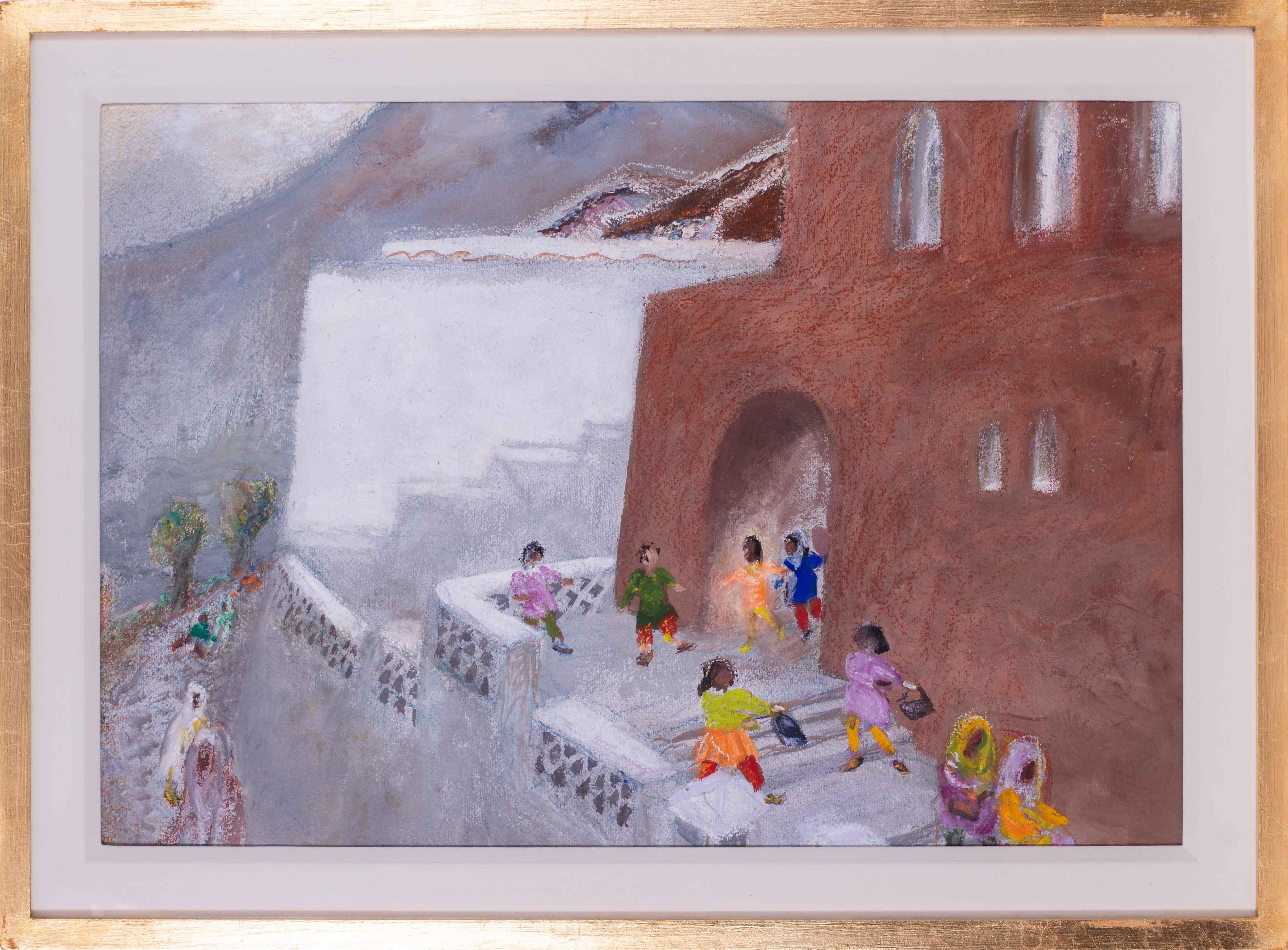 WINIFRED NICHOLSON (BRITANNICA, 1893-1981) 
SCUOLA ARABA DI CHECHAOUAN, MAROCCO 
Olio, tecnica mista su carta 
18 x 26.3/4 in. (45.8 x 68 cm.) 
Provenienza: Acquistato dal padre del precedente proprietario a un'asta di beneficenza per la Claremont
