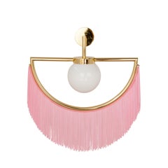 Wink Big Wall Lamp - Gold Bathed Frame and Pastel Mint Fringe by Masquespacio