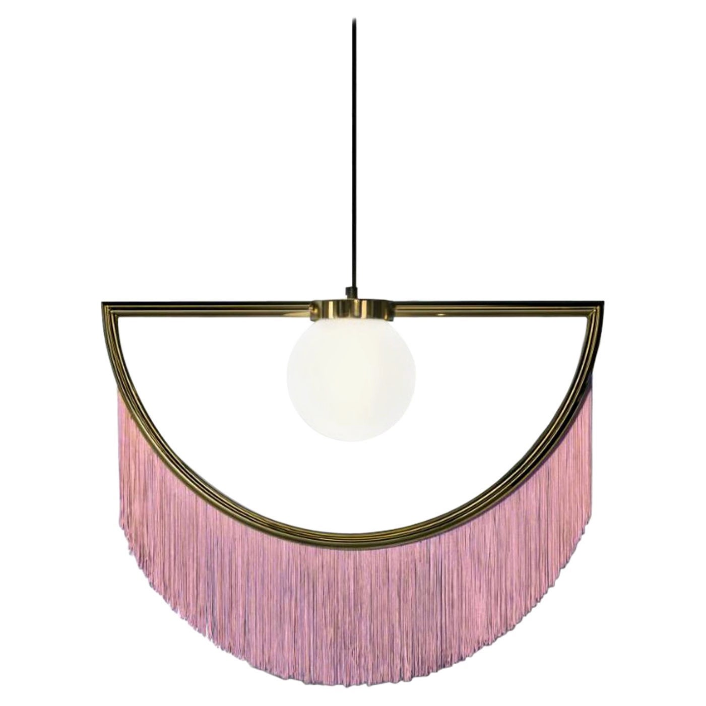 Wink Ceiling Lamp - Graphite Frame and Pastel Pink Fringe by Masquespacio